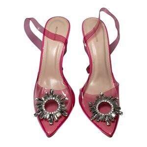 PrettyLittleThing Crystal Rhinestone High Heels Pink US 6/ UK 4